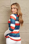 Double Take Striped Round Neck Raglan Sleeve Tee Women's T-Shirts - Tophatter Daily Deals