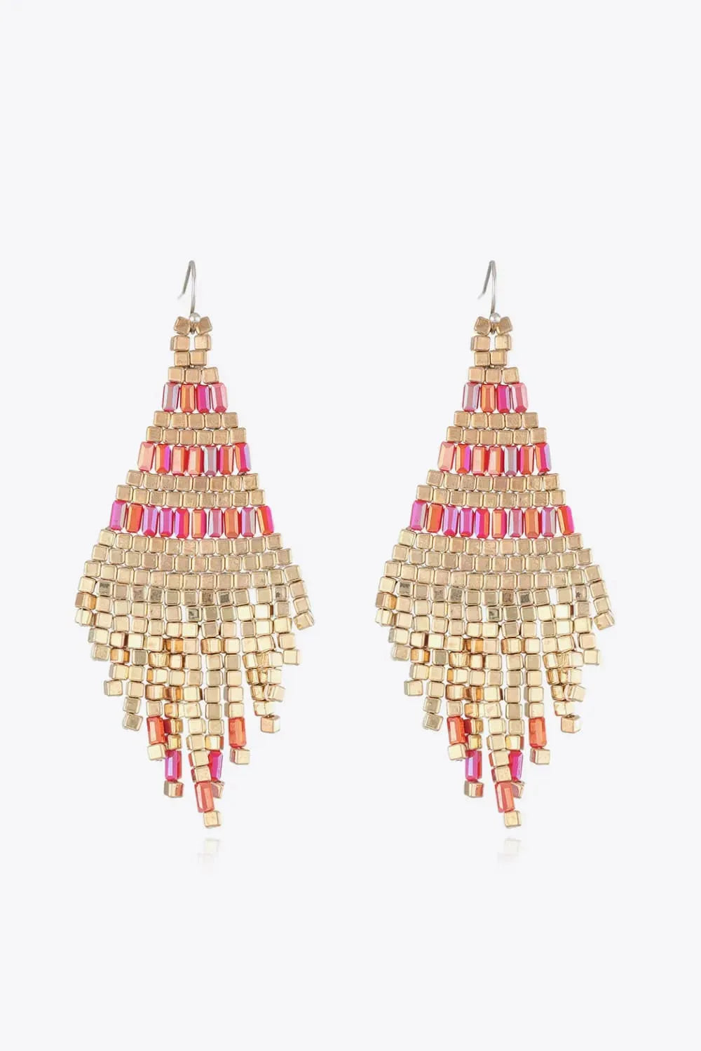 Beaded Dangle Earrings Red One Size Earrings - Tophatter Daily Deals