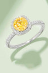 Adored 1 Carat Moissanite 925 Sterling Silver Halo Ring Mustard Moissanite - Tophatter Daily Deals