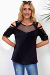 Round Neck Cutout Raglan Sleeve Tee Women's T-Shirts - Tophatter Daily Deals