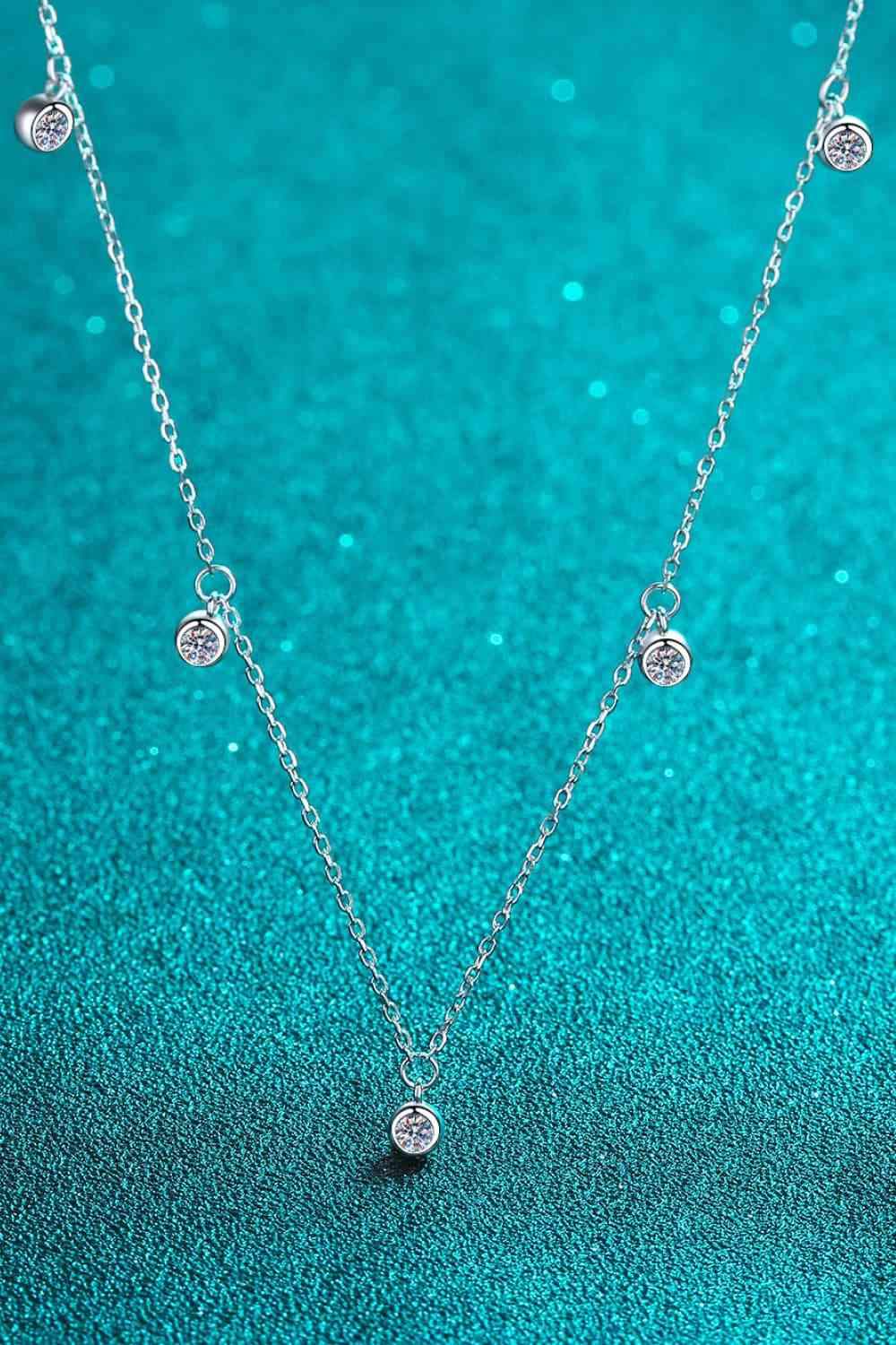 Moissanite Rhodium-Plated Necklace Moissanite - Tophatter Daily Deals