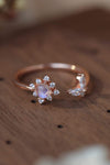 Moonstone 18K Rose Gold-Plated Open Ring Rose Gold One Size Moonstone - Tophatter Daily Deals