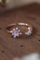Moonstone 18K Rose Gold-Plated Open Ring Rose Gold One Size Moonstone - Tophatter Daily Deals