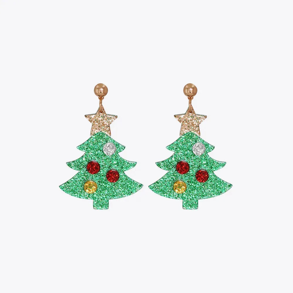 Christmas Tree Rhinestone Alloy Earrings Mid Green One Size Earrings - Tophatter Daily Deals