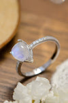 High Quality Natural Moonstone Teardrop Side Stone Ring Moonstone - Tophatter Daily Deals