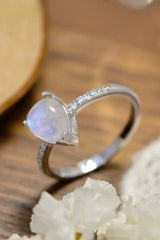 High Quality Natural Moonstone Teardrop Side Stone Ring Moonstone - Tophatter Daily Deals