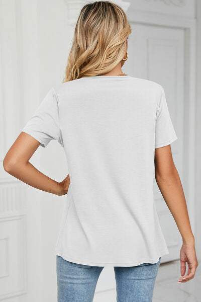 Cowl Neck Short Sleeve T-Shirt Women's T-Shirts - Tophatter Daily Deals