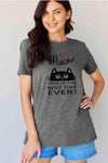 Simply Love Full Size MEOW THIS IS THE BEST DAY EVER! Graphic Cotton T-Shirt Charcoal Women's T-Shirts - Tophatter Daily Deals