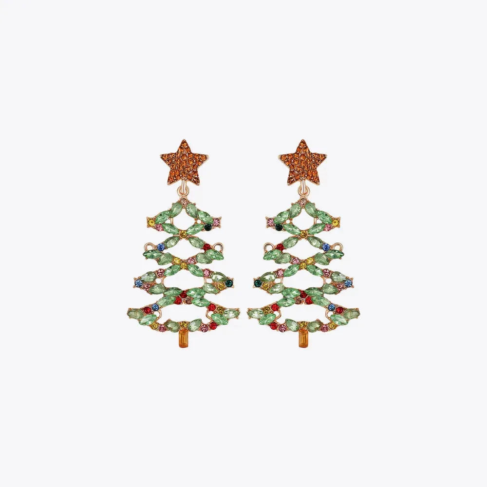 Christmas Tree Rhinestone Alloy Earrings Gum Leaf One Size Earrings - Tophatter Daily Deals
