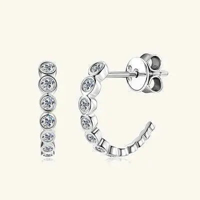 Inlaid Moissanite 925 Sterling Silver C-Hoop Earrings Moissanite - Tophatter Daily Deals