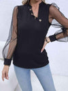 Decorative Button Puff Sleeve Blouse Blouses - Tophatter Daily Deals