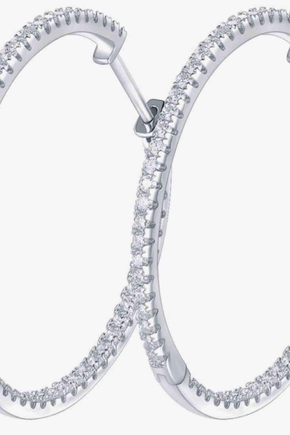 Adored Inlaid Moissanite 925 Sterling Silver Hoop Earrings Moissanite - Tophatter Daily Deals