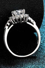 1 Carat Moissanite Rhodium-Plated Halo Ring Moissanite - Tophatter Daily Deals