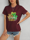 LUCKY VIBES Round Neck Short Sleeve T-Shirt Women's T-Shirts - Tophatter Daily Deals