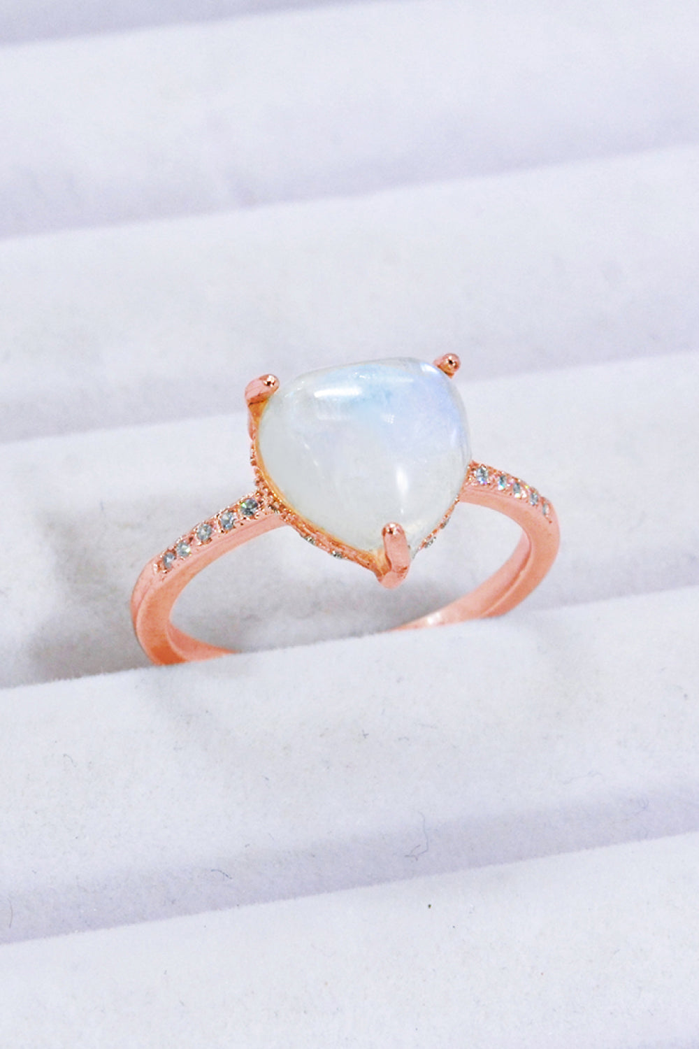 Heart-Shaped Natural Moonstone Ring - Tophatter Shopping Deals