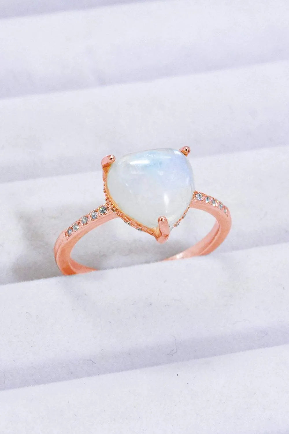 Heart-Shaped Natural Moonstone Ring Moonstone Rose Gold Moonstone - Tophatter Daily Deals
