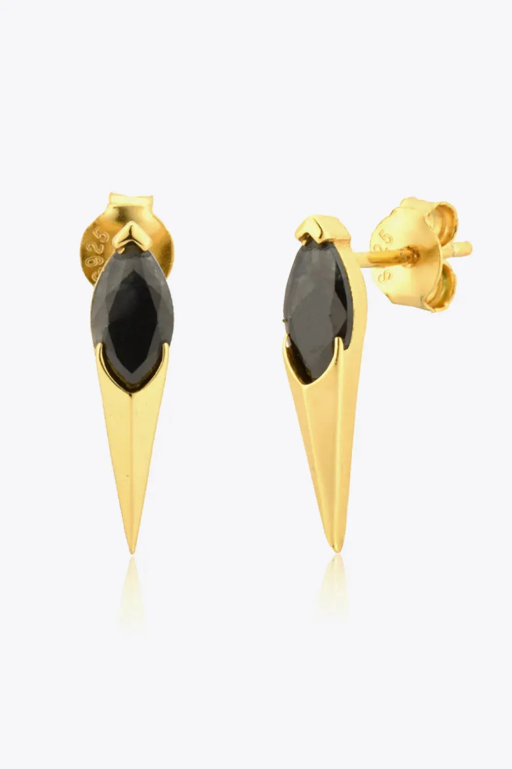Zircon Decor 925 Sterling Silver Earrings Gold Black One Size Earrings - Tophatter Daily Deals