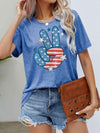 US Flag Peace Sign Hand Graphic Tee Cobalt Blue Women's T-Shirts - Tophatter Daily Deals