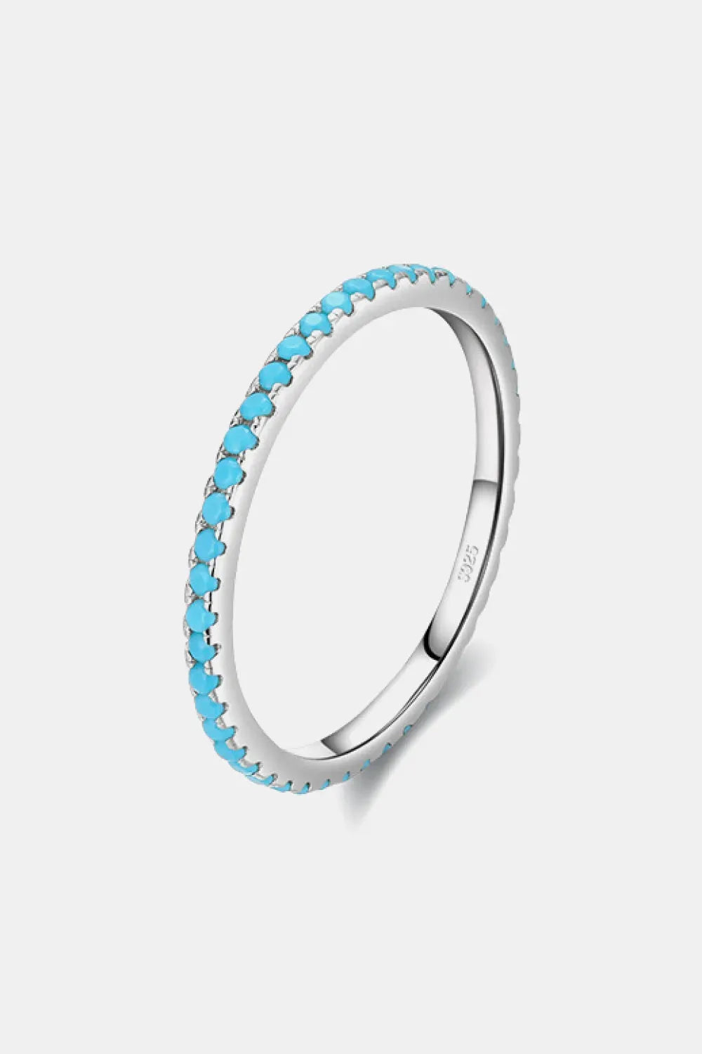 925 Sterling Silver Artificial Turquoise Ring Silver Rings - Tophatter Daily Deals