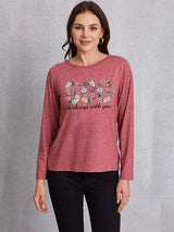 GOD IS ALWAYS WITH YOU Round Neck T-Shirt Light Mauve Women's T-Shirts - Tophatter Daily Deals