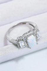 925 Sterling Silver Square Opal Ring Opal - Tophatter Daily Deals