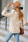 Round Neck Flounce Sleeve Blouse Blouses - Tophatter Daily Deals