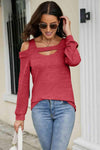 Cutout Cold-Shoulder Top Red Blouses - Tophatter Daily Deals