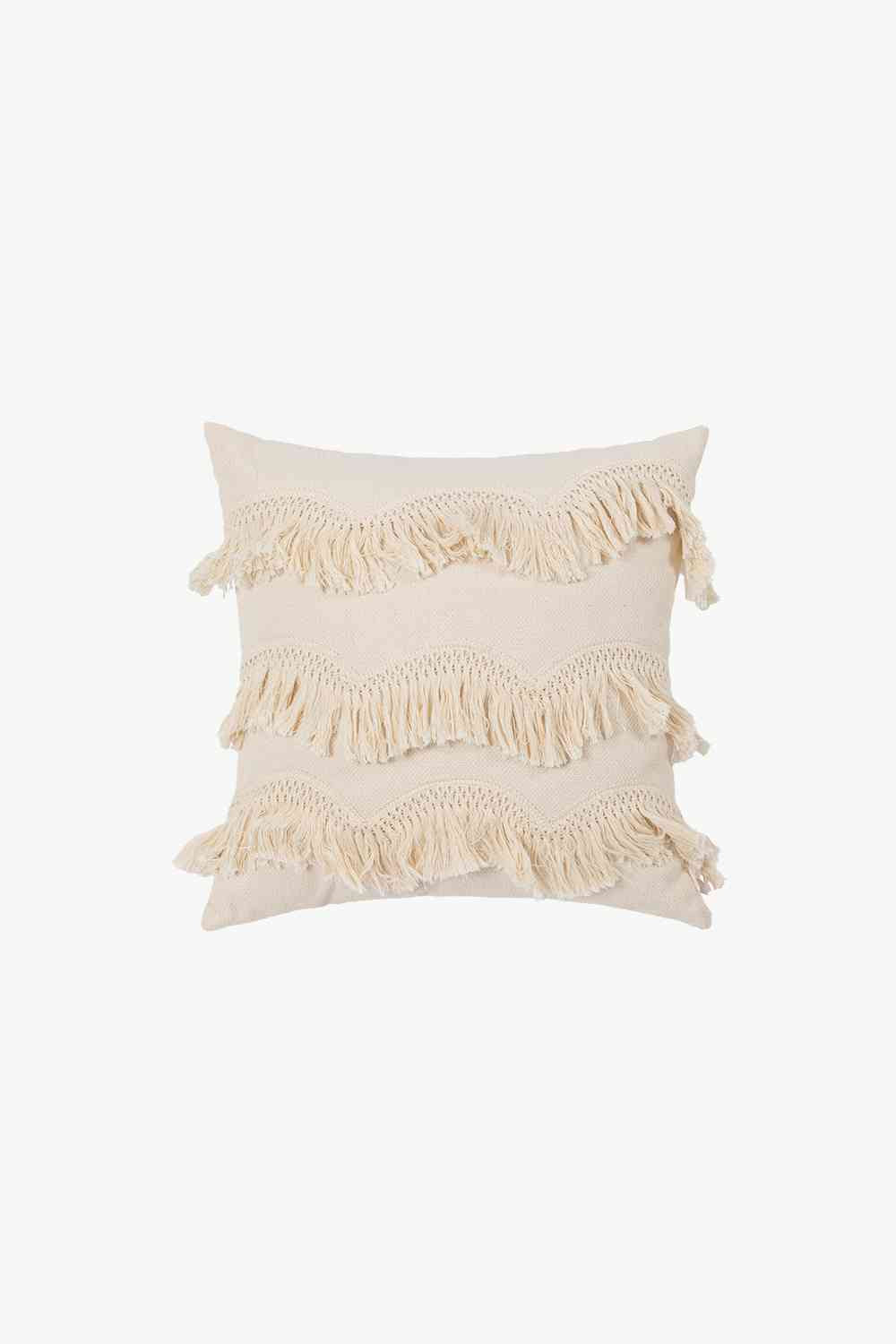 Eye-Catching Decorative Throw Pillow Case Beige Fringe One Size Decorative Pillowcases - Tophatter Daily Deals