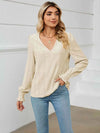 V-Neck Puff Sleeve Blouse Blouses - Tophatter Daily Deals