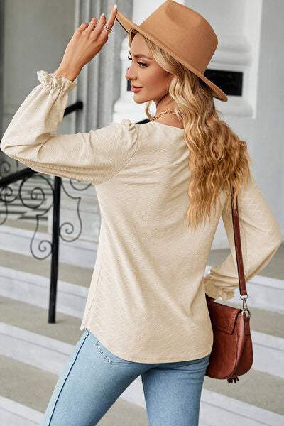 Round Neck Flounce Sleeve T-Shirt Women's T-Shirts - Tophatter Daily Deals