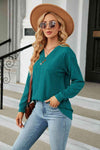 Decorative Button V-Neck Long Sleeve T-Shirt Women's T-Shirts - Tophatter Daily Deals