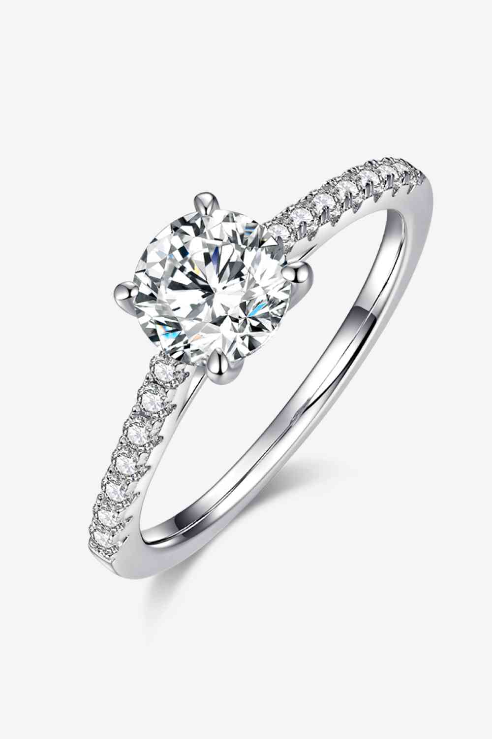 1 Carat Moissanite 925 Sterling Silver Side Stone Ring Silver Moissanite - Tophatter Daily Deals