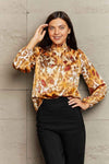 Printed Mock Neck Long Sleeve Blouse Leopard Blouses - Tophatter Daily Deals