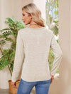 Buttoned Round Neck Long Sleeve T-Shirt Women's T-Shirts - Tophatter Daily Deals