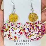 Geometric Shape Acrylic Dangle Earrings Deep Red One Size Earrings - Tophatter Daily Deals