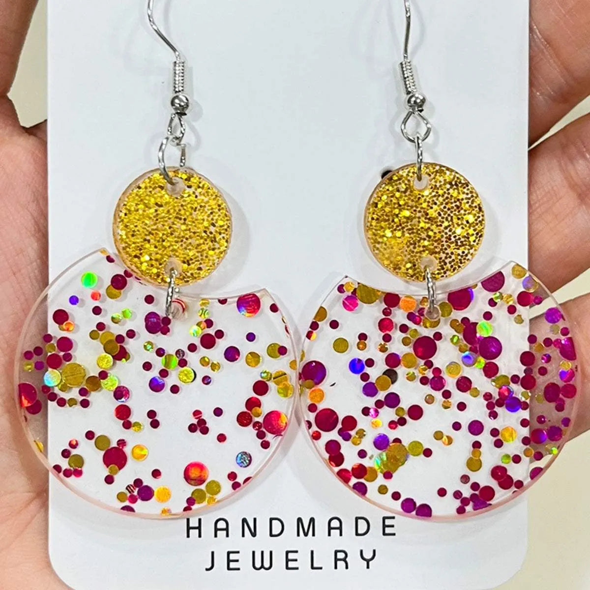 Geometric Shape Acrylic Dangle Earrings Deep Red One Size Earrings - Tophatter Daily Deals