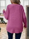 Plus Size Heathered V-Neck Decorative Button T-Shirt Women's T-Shirts - Tophatter Daily Deals