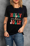 HOLLY JOLLY Graphic Short Sleeve T-Shirt Women's T-Shirts - Tophatter Daily Deals