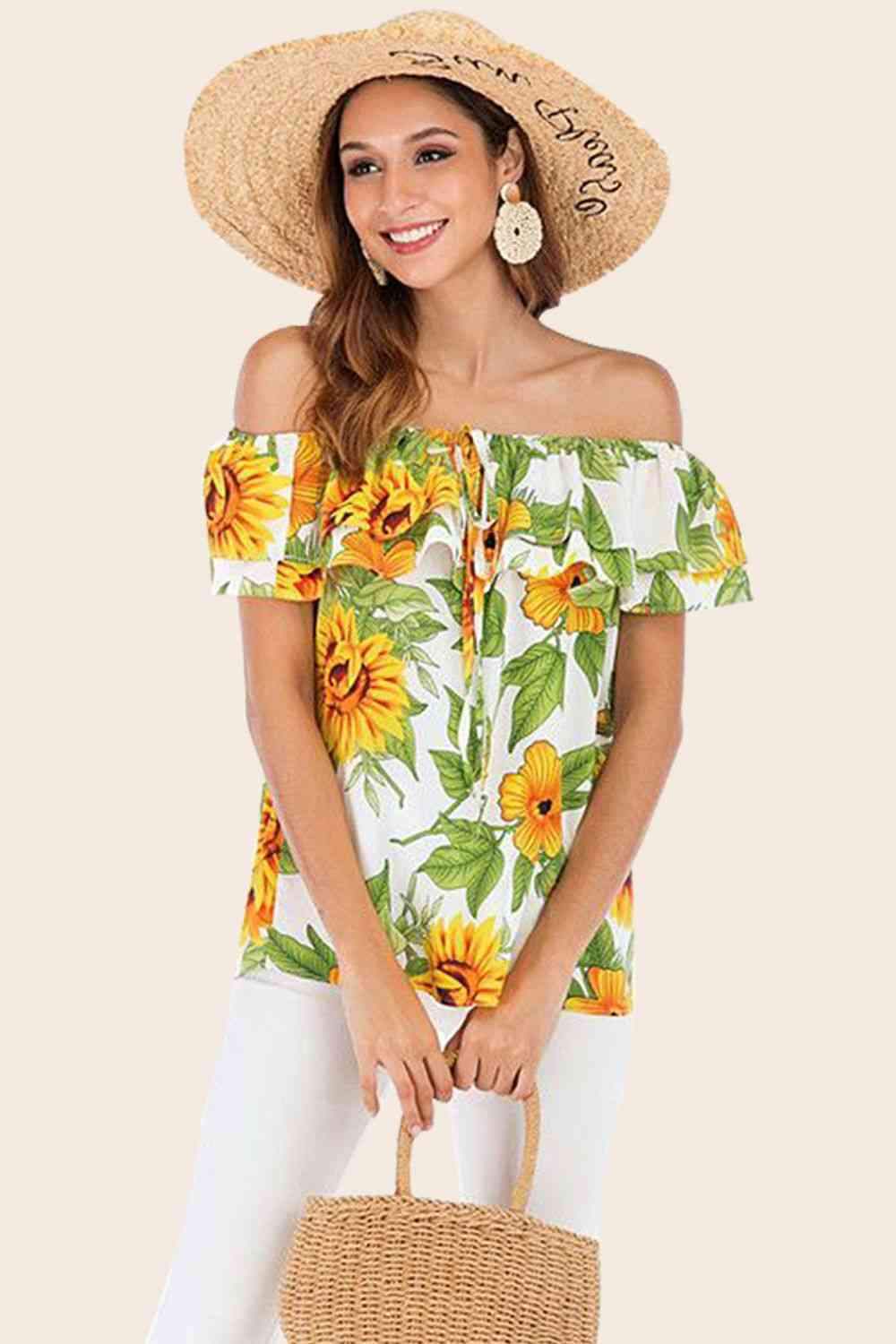 Floral Off-Shoulder Layered Blouse Floral Blouses - Tophatter Daily Deals