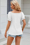 Eyelet Drawstring Short Sleeve T-Shirt Women's T-Shirts - Tophatter Daily Deals