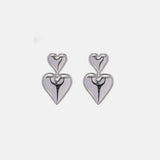 Stainless Steel Double Heart Earrings Silver One Size Earrings - Tophatter Daily Deals