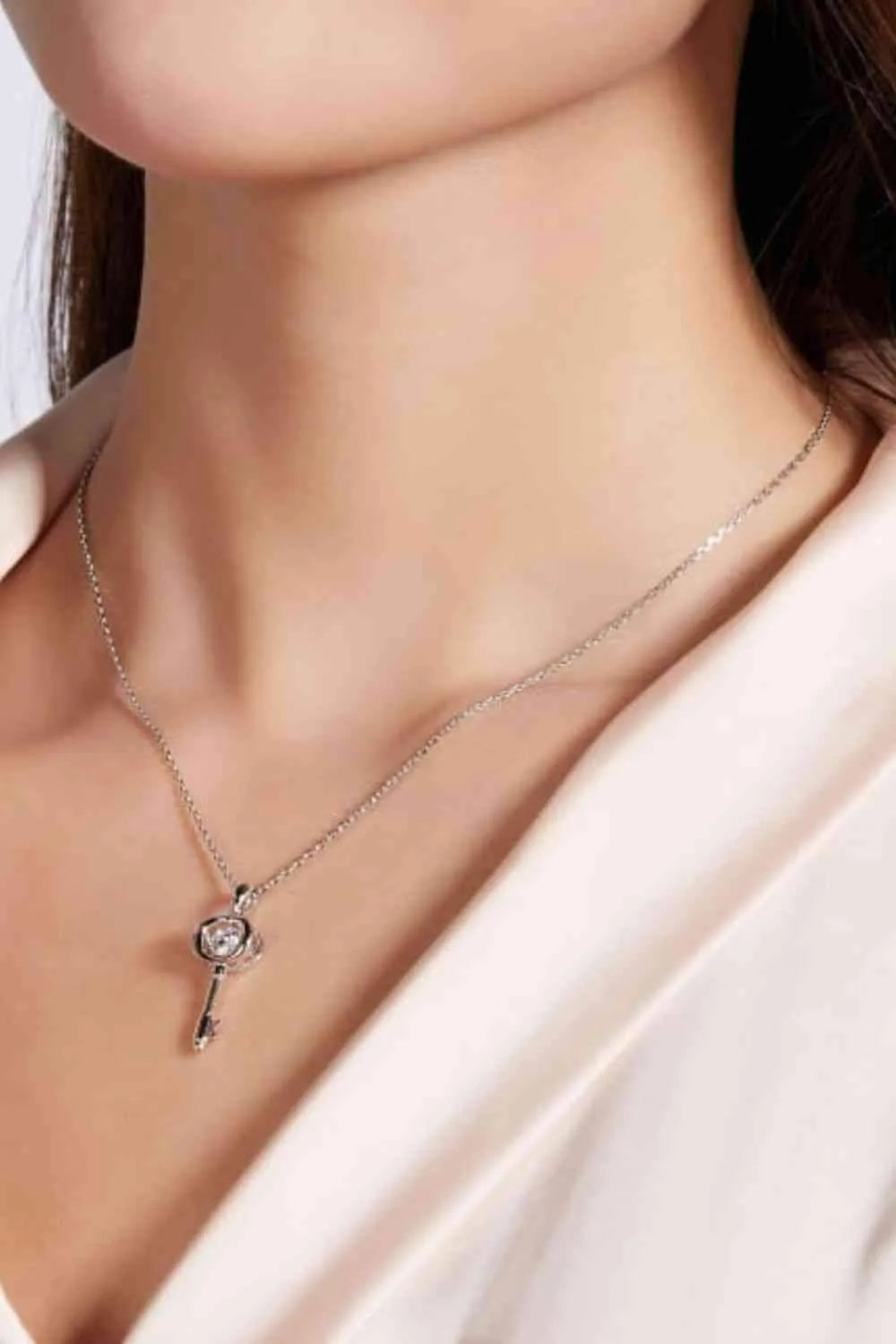 Adored Moissanite Key Pendant Necklace Moissanite - Tophatter Daily Deals
