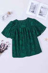 Round Neck Puff Sleeve Blouse Green Blouses - Tophatter Daily Deals