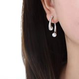 Synthetic Pearl Asymmetrical Titanium Steel Earrings Silver One Size Earrings - Tophatter Daily Deals