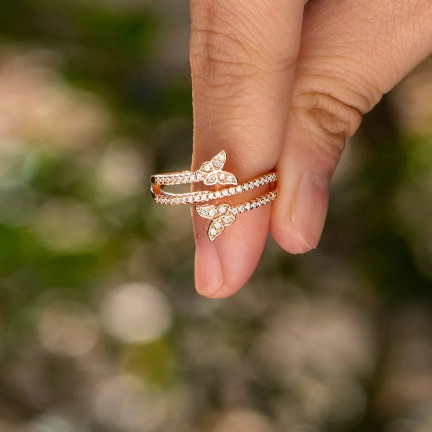 925 Sterling Silver Inlaid Zircon Butterfly Ring Rings - Tophatter Daily Deals