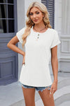 Round Neck Rolled Short Sleeve T-Shirt Women's T-Shirts - Tophatter Daily Deals