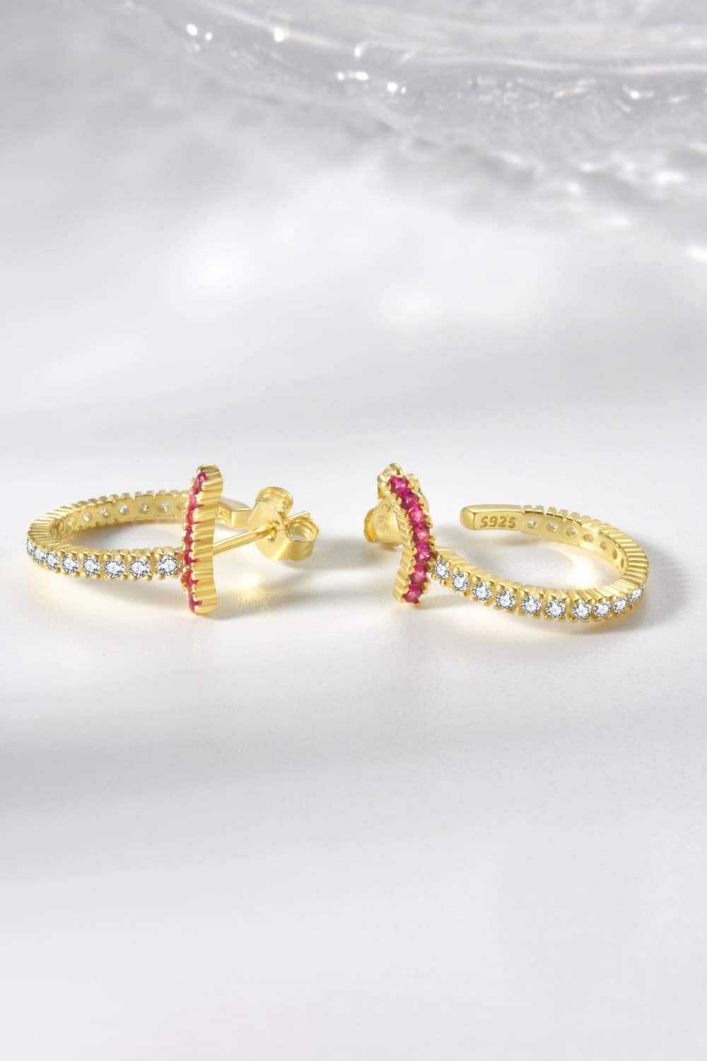 Inlaid Zircon 925 Sterling Silver C-Hoop Earrings Earrings - Tophatter Daily Deals