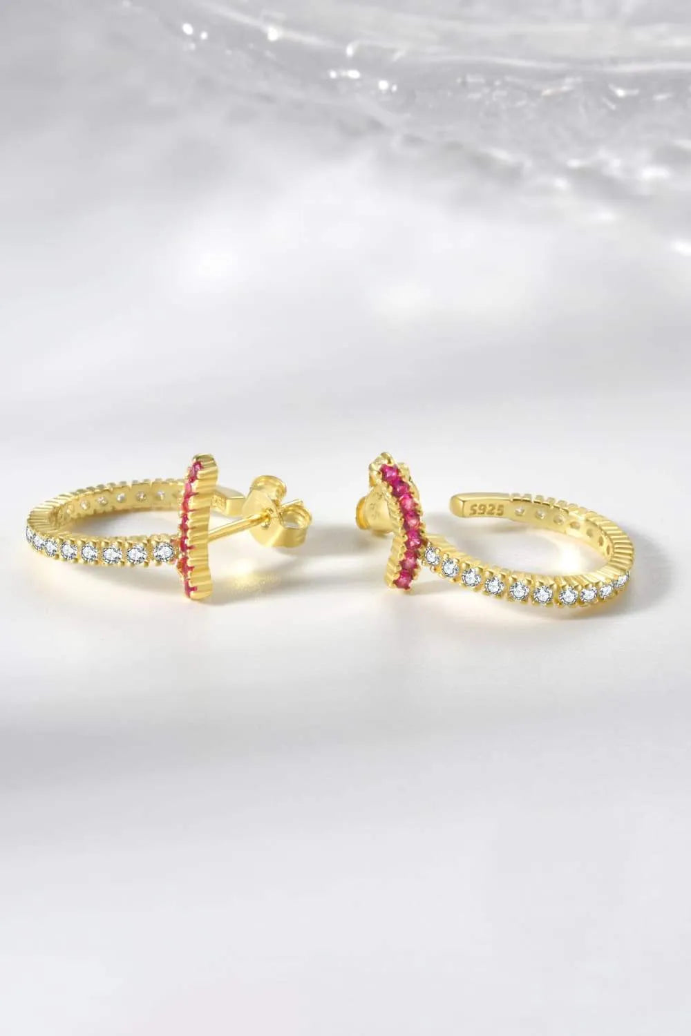 Inlaid Zircon 925 Sterling Silver C-Hoop Earrings Earrings - Tophatter Daily Deals