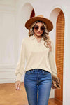 Johnny Collar Long Sleeve Top Ivory Blouses - Tophatter Daily Deals