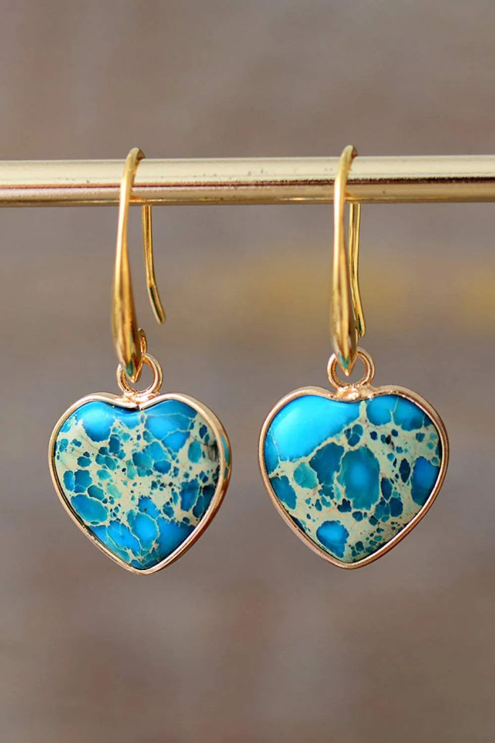 Imperial Jasper Heart Earrings Sky Blue One Size Earrings - Tophatter Daily Deals